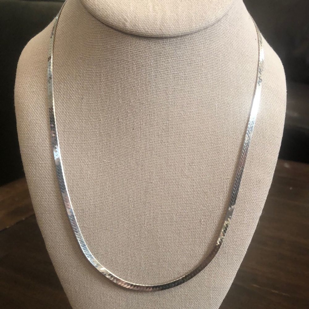 Vintage Sterling Silver Herringbone Necklace